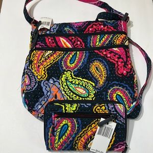 Vera Bradley triple zip hipster Crossbody bag and wallet Twilight Paisley